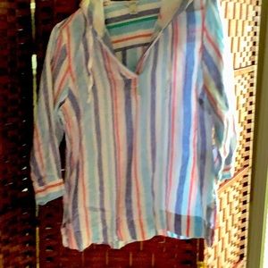 L.L. Bean striped linen hoodie Small